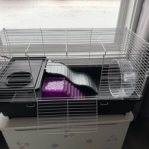 Small Pet Cage with Accessories - Black and Purple